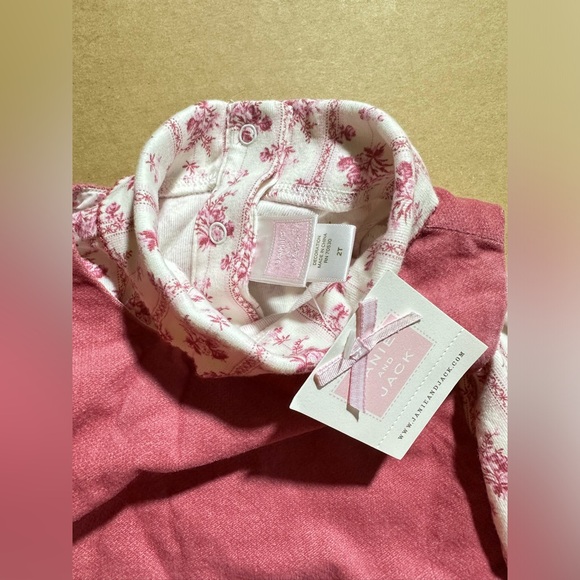 Janie and Jack Little Paris Jumper Dress with Floral Top Shirt - Picture 4 of 5